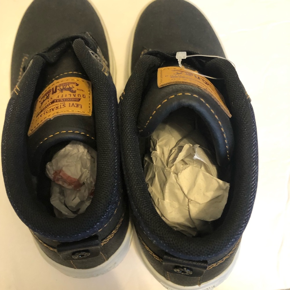 Levi’s Big Kids High Top  Blue Canvas Denim Sneakers Size 4.5 - Picture 5 of 8